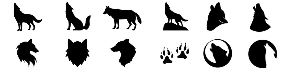 Wolf icon vector set. animals illustration sign collection. wild life symbol.
