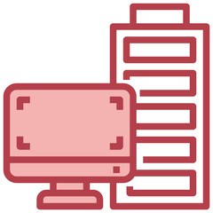 COMPUTER red line icon,linear,outline,graphic,illustration
