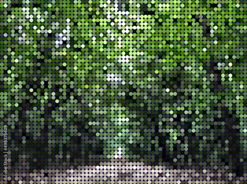 Poster pixelated image - path in the woodland - abstract design template in editable vector format