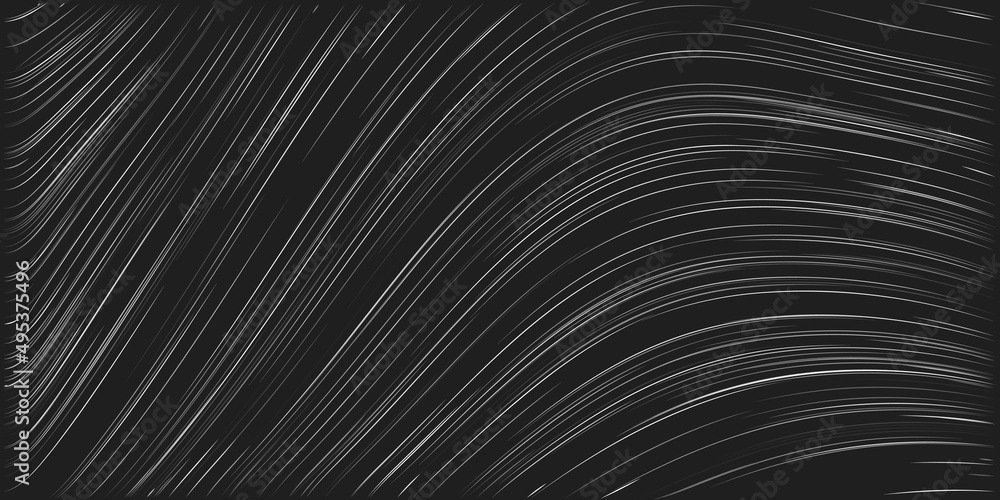 Poster dark black and white curving, flowing stripes pattern - digitally generated abstract background desi
