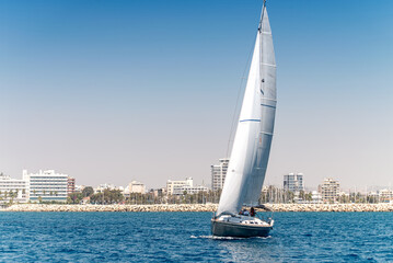 Sailboat near Larnaca coast, Cyprus