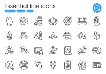 High thermometer, Refresh website and Career ladder line icons. Collection of Service, Idea, Slow fashion icons. Nurse, Settings gear, Timer web elements. Internet search. Vector
