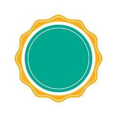 Green and yello badge isolated white background 