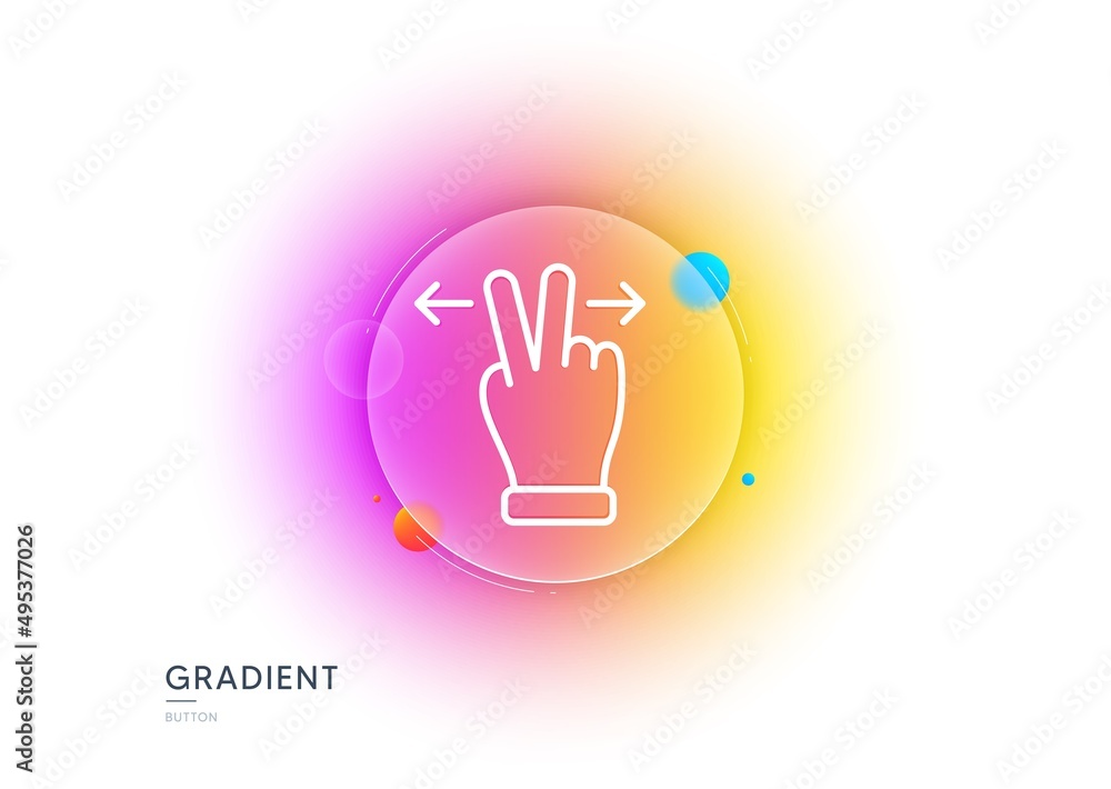 Poster touchscreen gesture line icon. gradient blur button with glassmorphism. slide arrow sign. swipe acti