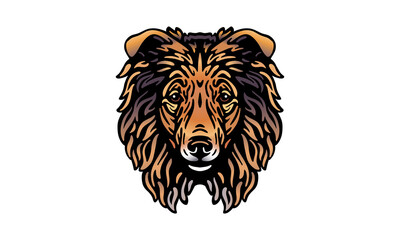Collie dog logo pet portrait