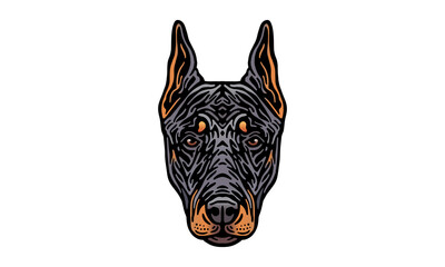 Doberman dog logo pet portrait