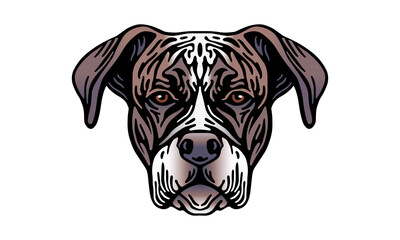 Boxer dog logo pet portrait
