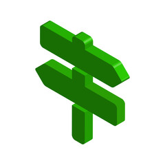 Green isometric 3d signpost flat icon design 