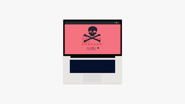 Phishing password login stealing email 4K animation. Spam phishing mail motion graphics. Hacker phishing mail animation. Phishing login and password on a fishing hook. Online scam on a laptop.