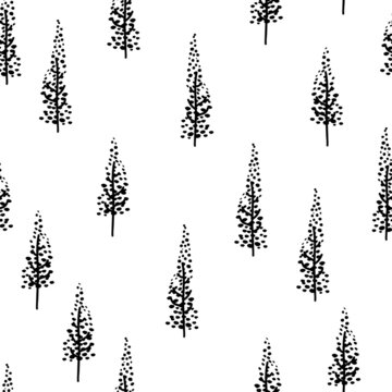 seamless simple black dot tree pattern background