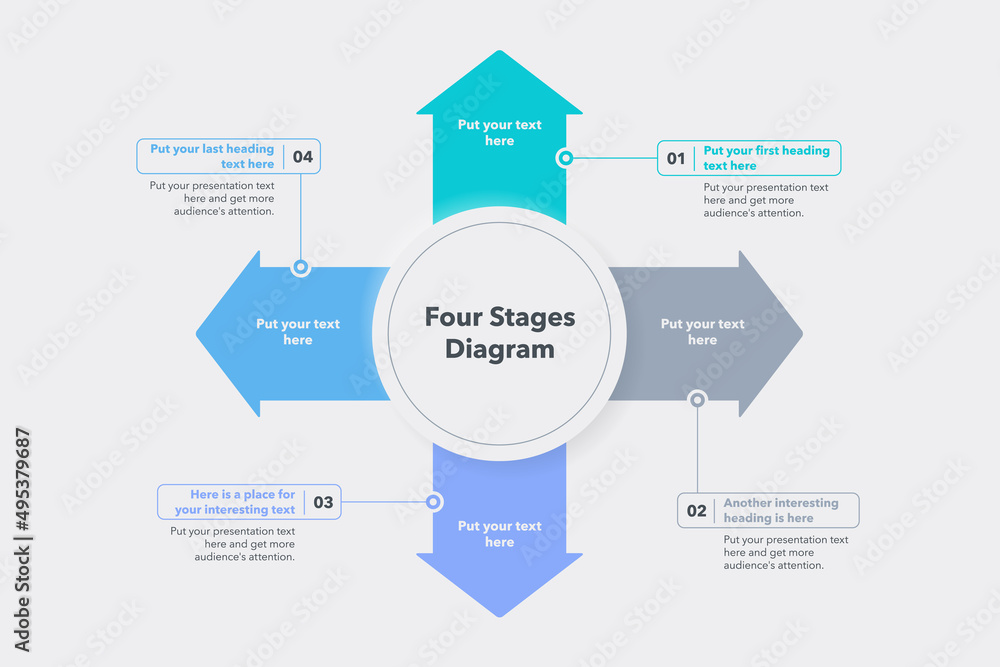 Poster Arrow flow diagram with four stages. Easy to use for your website or presentation.