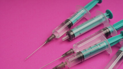 medical plastic disposable syringe for injection in the hospital. the concept of vaccination of the population