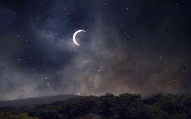 Obraz na płótnie Canvas sky with moon and stars