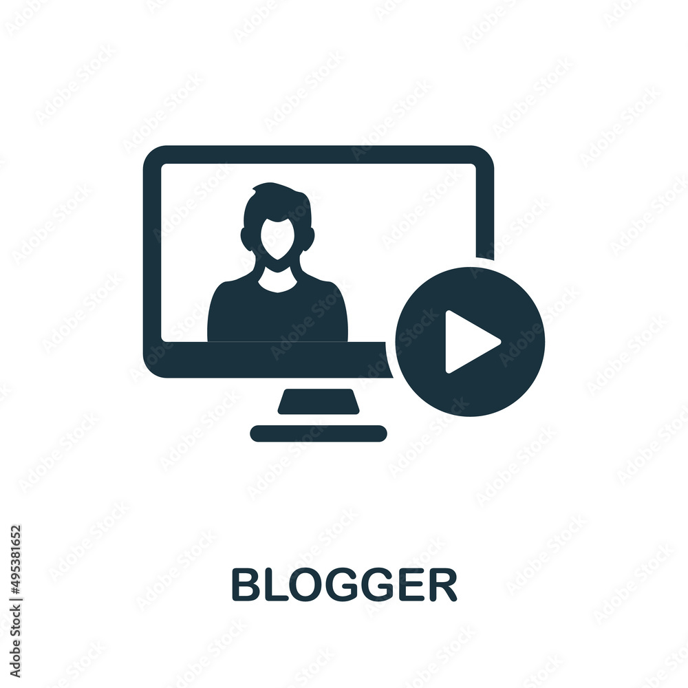 Poster blogger icon. monochrome simple blogger icon for templates, web design and infographics