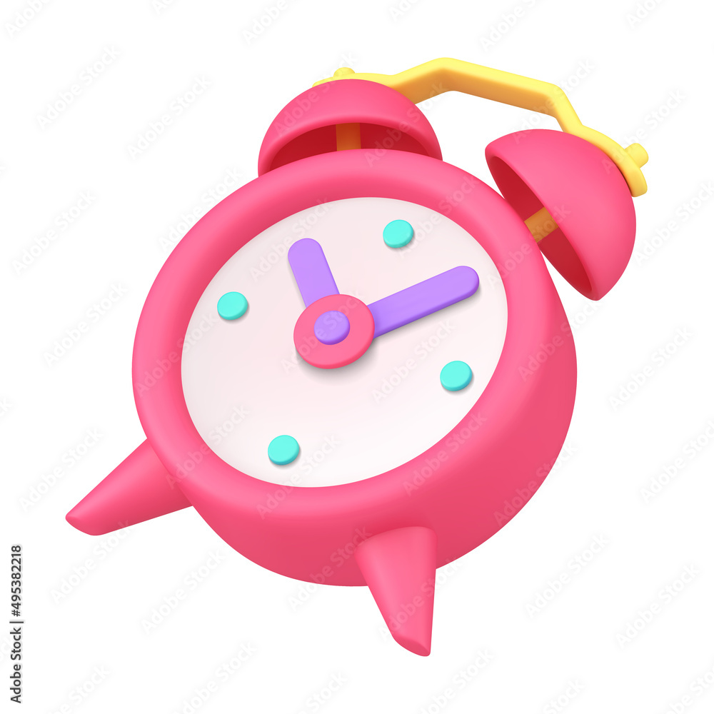 Aufkleber pink diagonally retro alarm clock with bell and arrows for accuracy hours and minute checking vector