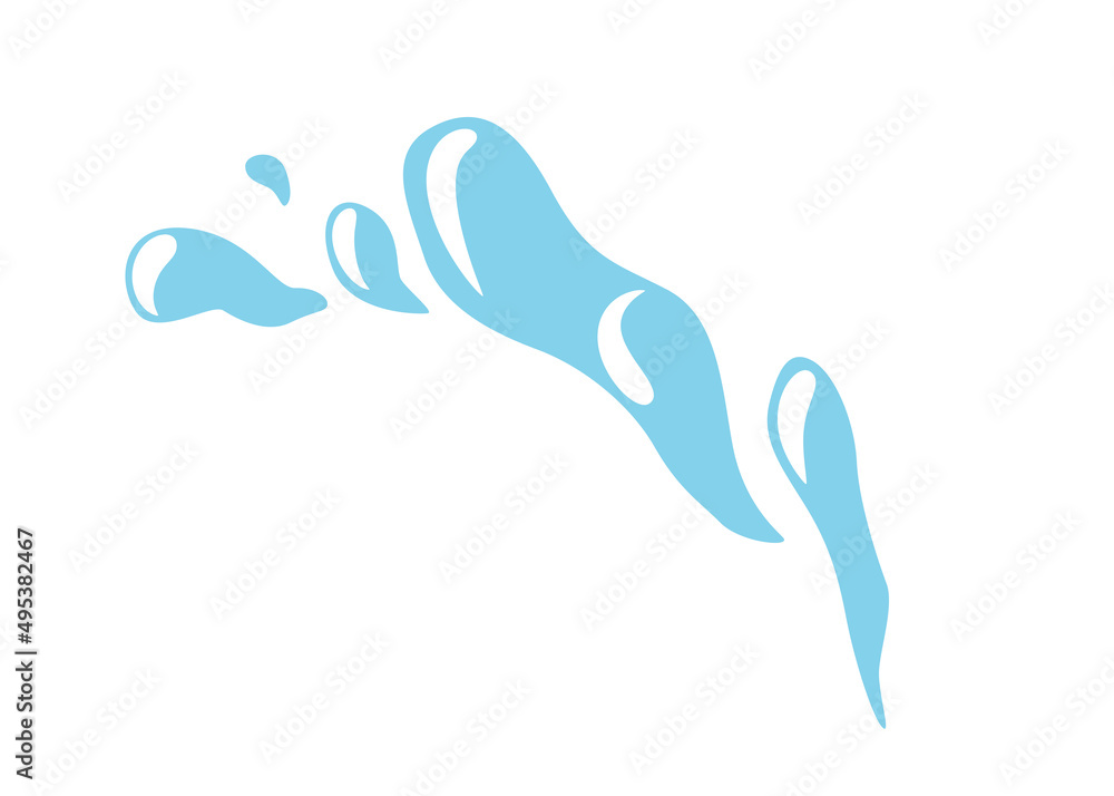 Poster blue water splash vector background in simple flat style isolated on white backdrop. aqua icon graph