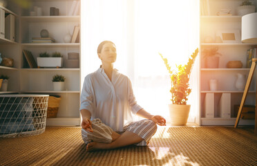 woman practicing meditation