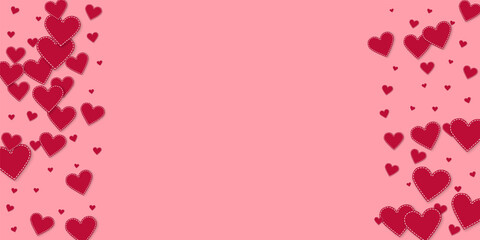 Red heart love confettis. Valentine's day border u