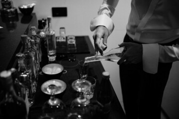 Elegant man drinking whiskey stock photo.