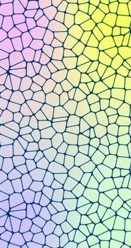 Minimal modular voronoi cells backdrop in white colors. Abstract, polygonal, cellular pattern background with light and bright colors and movement.  Weave of irregular polygons with purple lines