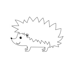 Outline of hedgehog. Vector illustration. Isolated element on white background. Erinaceus. Contour.