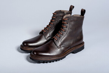 Men classic shoes boots on grey background