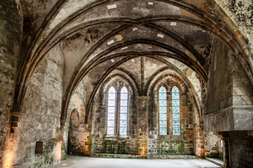 Fototapeta na wymiar Paimpol. La Salle-au-Duc du cloître de l'abbaye de Beauport. Côtes-d'Armor. Bretagne 