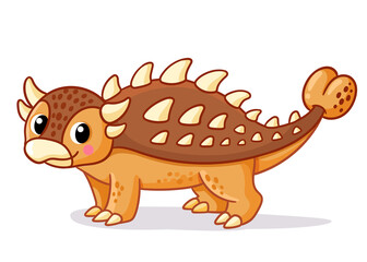 Vector illustration with Ankylosaurus. Cute dinosaur in cartoon style.