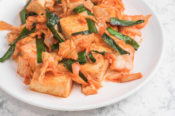 豆腐とキムチの炒め物