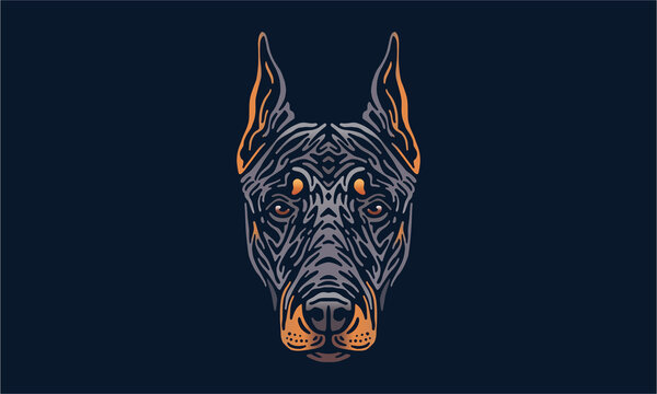 recommend clip art: Doberman on dark background dog logo pet portrait