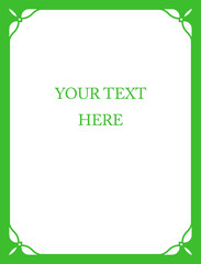 Green white vector background with border frame. Vintage poster or old book cover page 