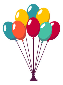 Bunch of balloons. Child party symbol. Celebration sign