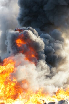 Vasylkiv oil terminal near Kyiv, Ukraine destroyed after missile strike, refinery fire.