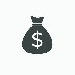 Money bag icon vector sign. Dollar, usd, currency symbol
