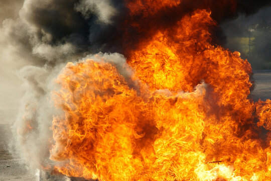 Vasylkiv oil terminal near Kyiv, Ukraine destroyed after missile strike, refinery fire.