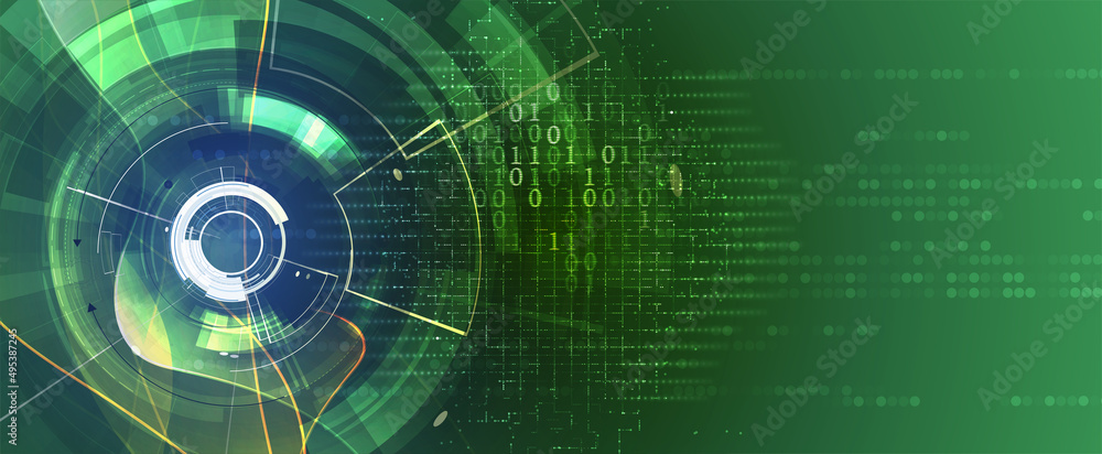 Poster technology data background, idea of global business solution