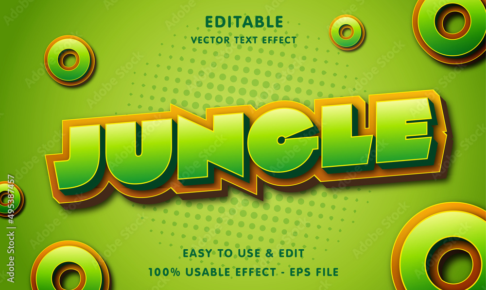 Poster jungle editable text effect with modern and simple style, usable for logo or campaign title