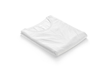 Blank white folded square t-shirt mockup, side view