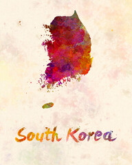 South Korea in watercolor