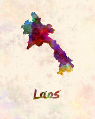 Laos in watercolor