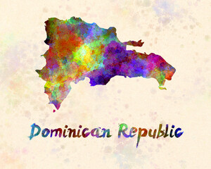 Dominican Republic in watercolor - obrazy, fototapety, plakaty