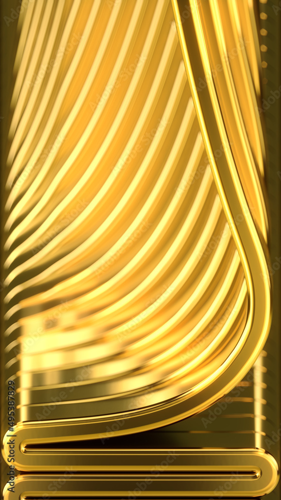 Poster serpentine luxury golden stream. digital illustration. orthographic projection with depth of field 3