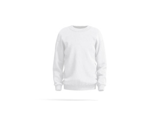 Blank white knitted sweater mockup, front view