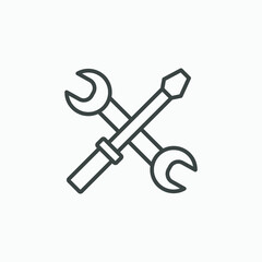 setting, wrench, spanner, screwdriver, tool icon vector symbol
