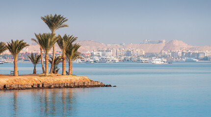 View of the Egyptian resort city of Hurghada. Scenic vacation places in Africa