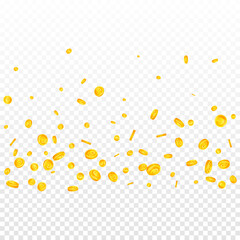 European Union Euro coins falling. Enchanting scattered EUR coins. Europe money. Optimal jackpot, wealth or success concept. Vector illustration.