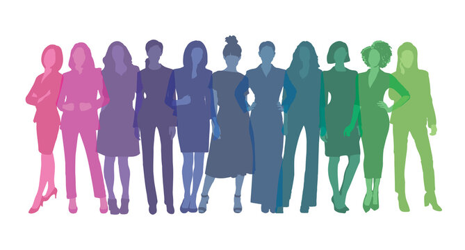 Colorful rainbow business women siulhouette vector