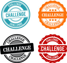 Challenge Round Stamp Collection. Grunge Challenge Badge.
