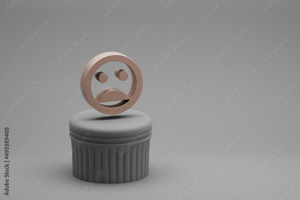 Poster Beautiful abstract illustrations Mood Bad symbol icons on a column and wonderful background. 3d rendering illustration. Background pattern for design.