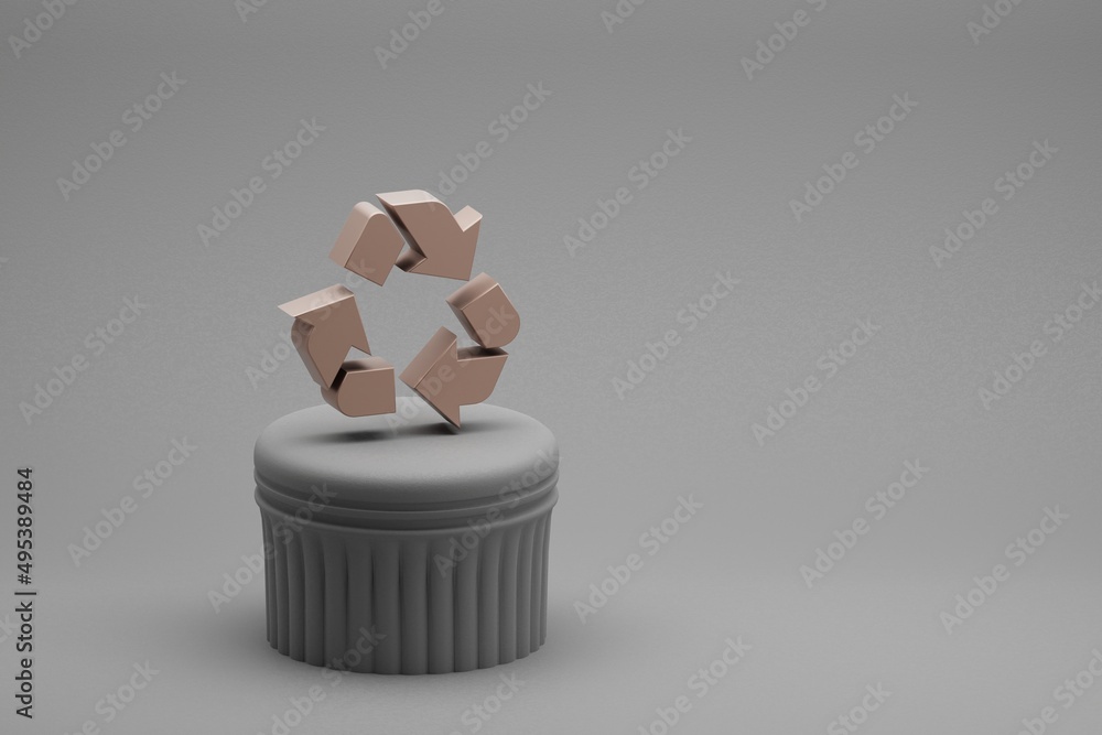 Leinwandbilder beautiful abstract illustrations recycling symbol icons on a column and wonderful background. 3d ren